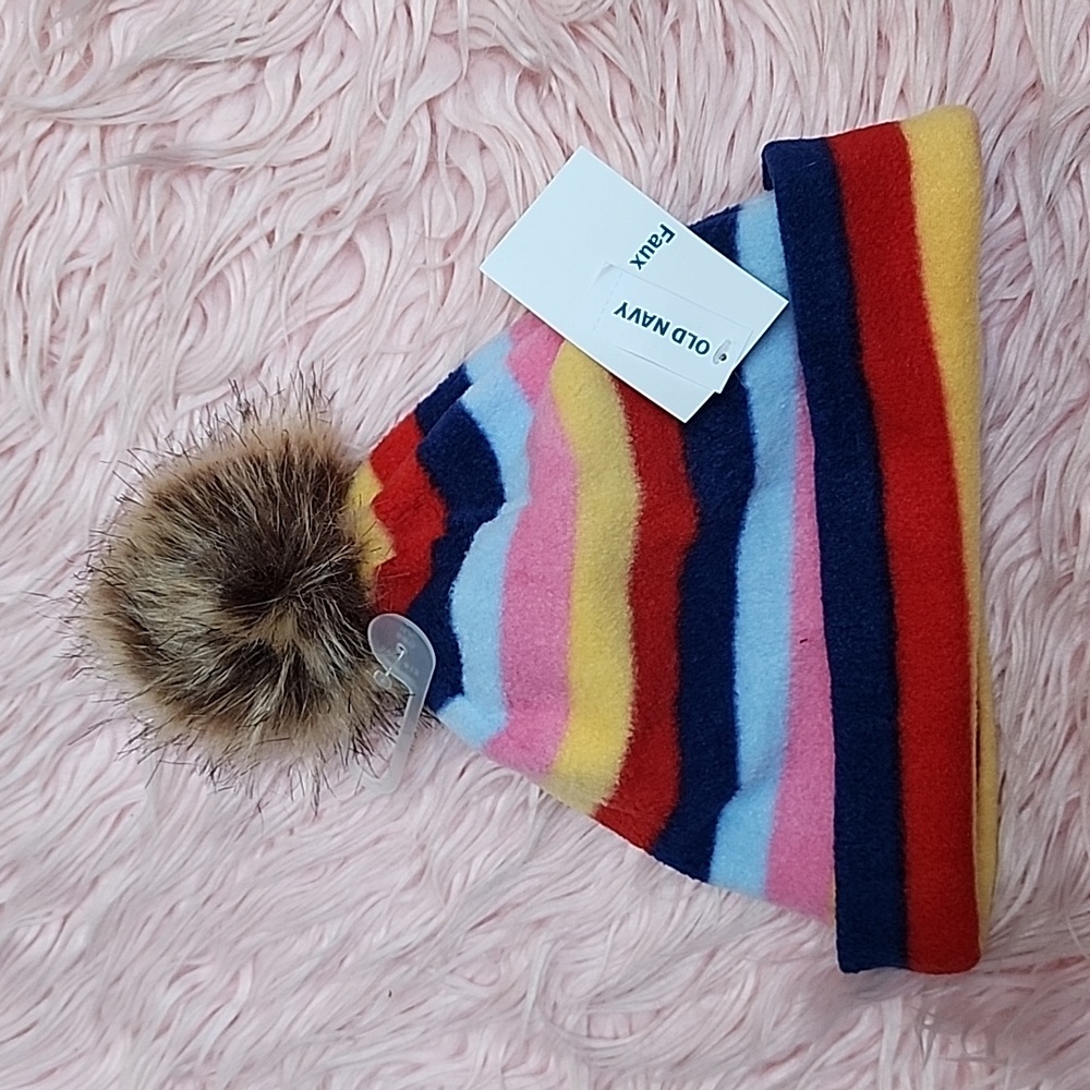 OLD NAVY Striped PomPom Hat Multicolor